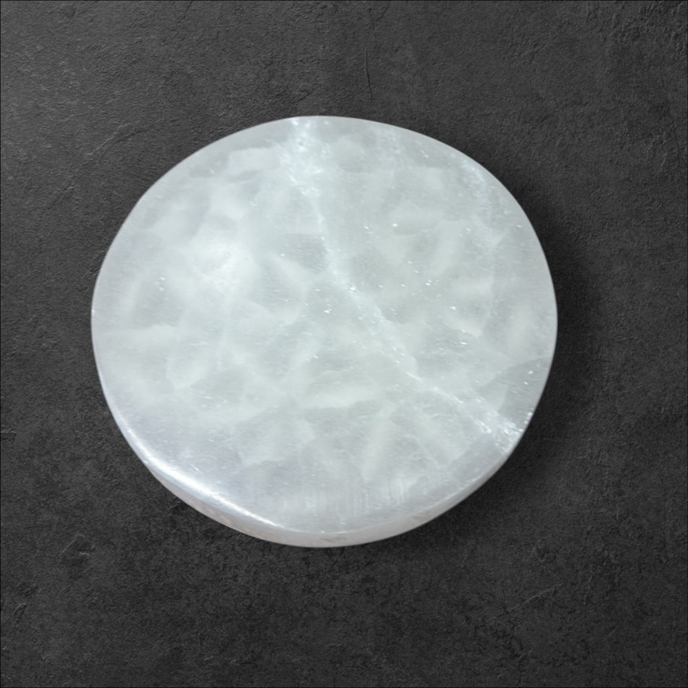 PRICE IS FIRM - Selenite Flower of Life Coaster Charging Decor Plate - Picture 4 of 5